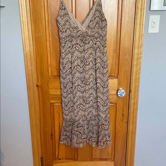 Bardot Tan and Black Patterned Midi Dress 8 us - Picture 3 of 10